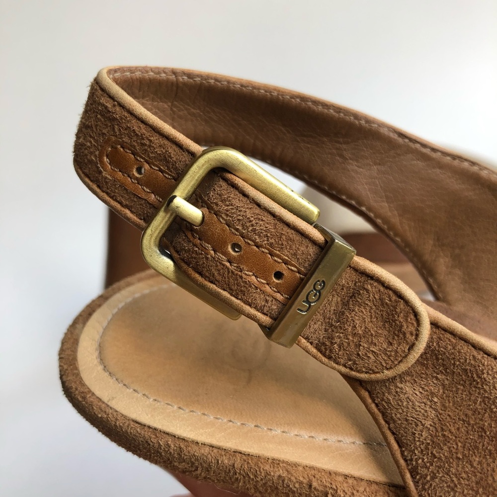 Ugg Johana Chestnut Suede Platform Pump Tan 9.5 - Picture 6 of 8